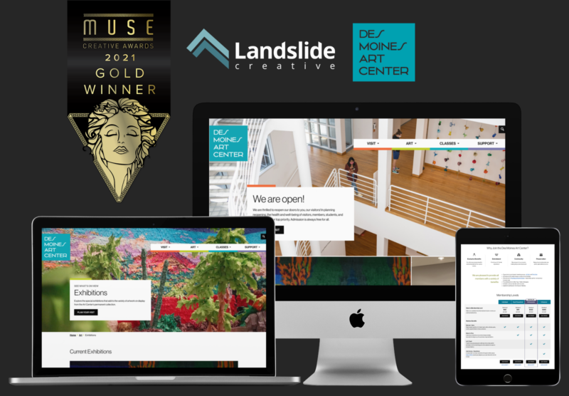 Website design on multiple devices with award logo